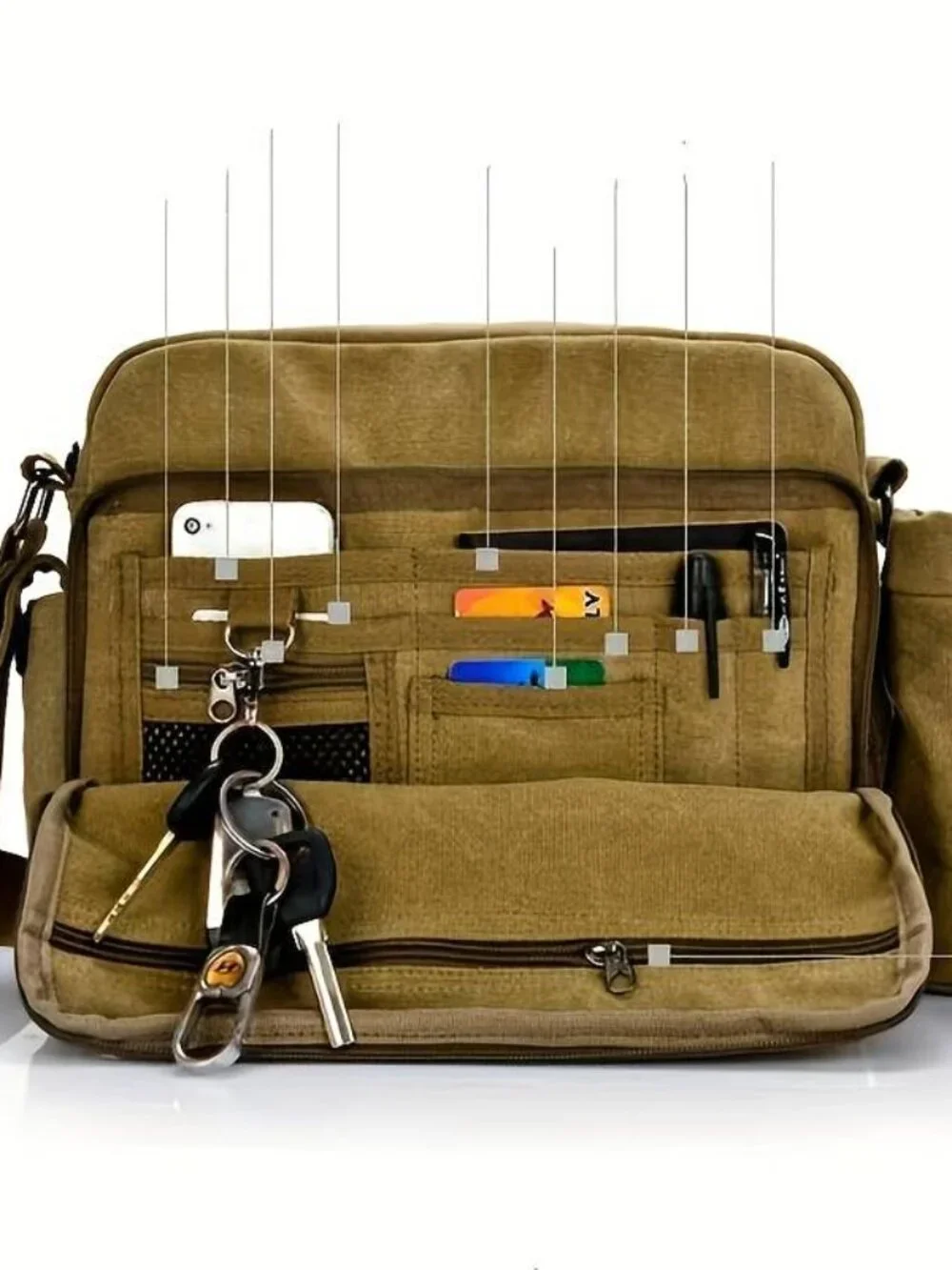 Retro Canvas Messenger Bag Large Capacity Casual Crossbody Shoulder Satchel